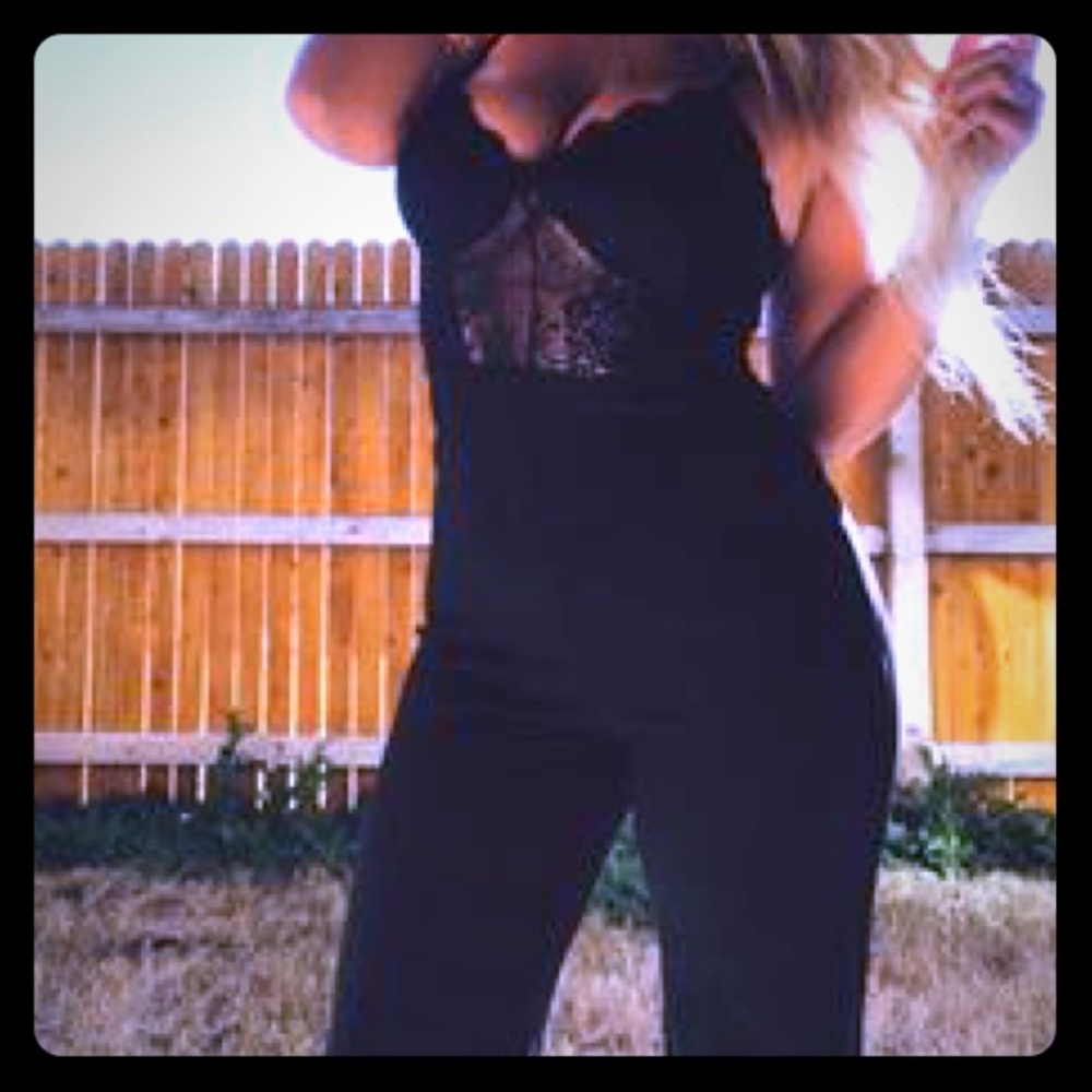 Black jumpsuit with lace front